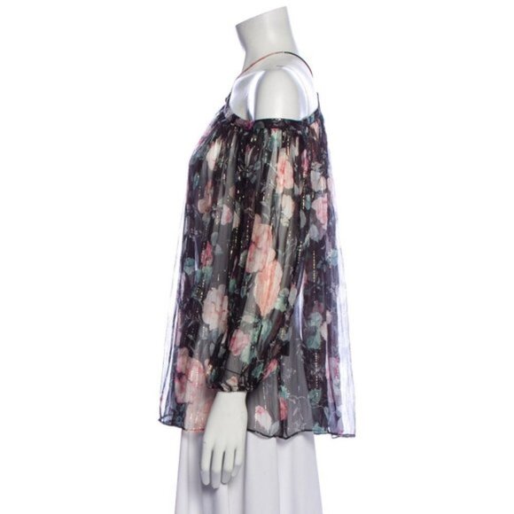 Zimmermann Master Flute Silk Gold Floral Blouse b115 - Picture 5 of 9